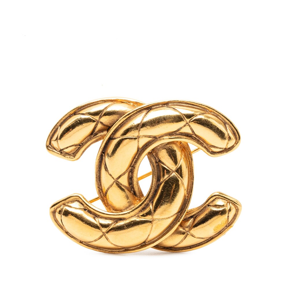 Chanel Cc Gold Plated Quilted Brooch #271630C61B